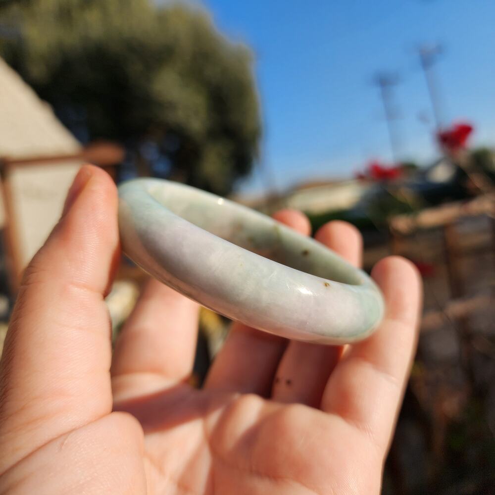 Jadeite Jade Bangle Green Natural Semi Translucent 335ct Myanmar Burma Bracelet - Picture 3 of 15